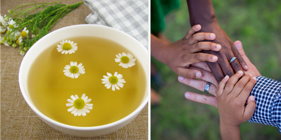 Traditional healing - camomile steam bath and family support